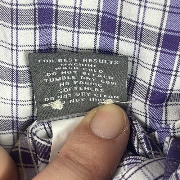 Peter Millar Summer Comfort Mens L Long Sleeve Button Up Shirt Purple Plaid - Picture 9 of 13